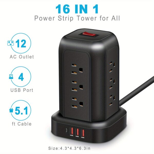 16-in-1 Power Strip Tower -- MotPoet